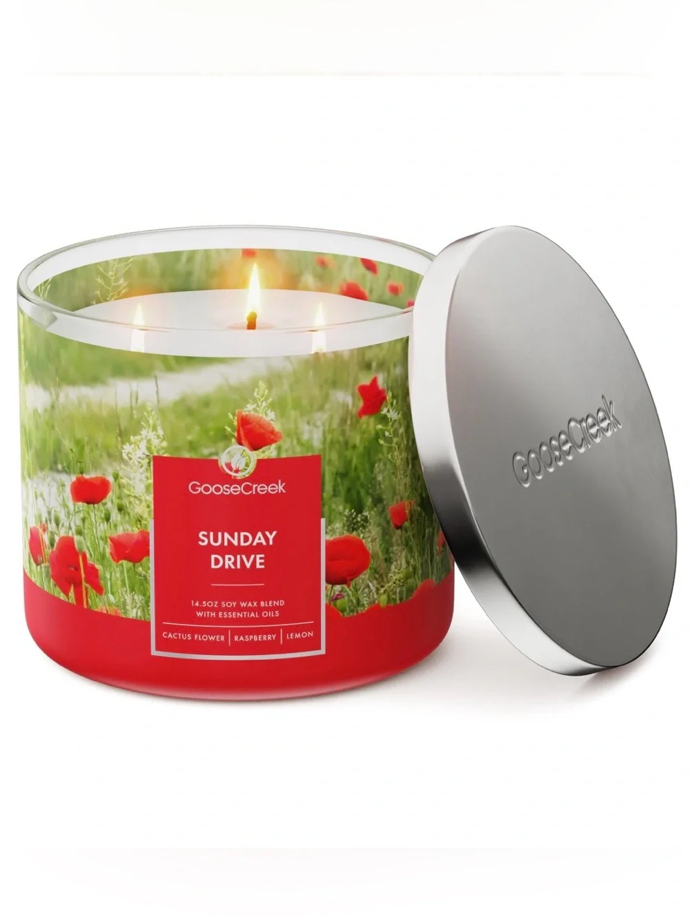 Goose Creek Sunday Drive  3 Wick  Candle 14.5 oz Jar Cactus Flower Raspberry New